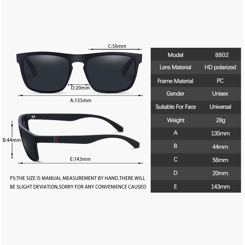 Fashion Square Vintage Polarized Sunglasses Men Women Retro Driving