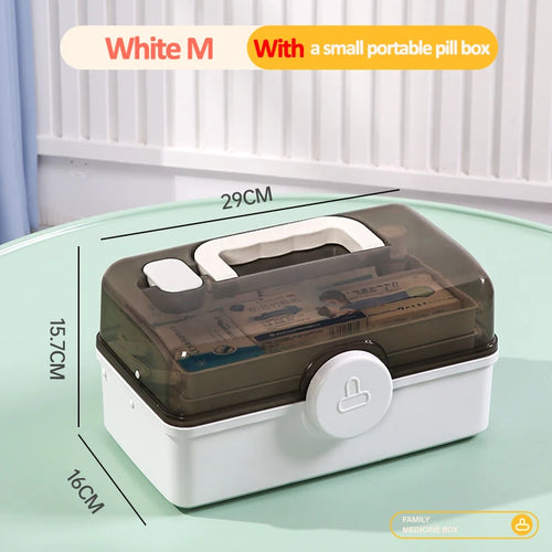 3 Layers Large Capacity Family Medicine Organizer Storage Box Portable