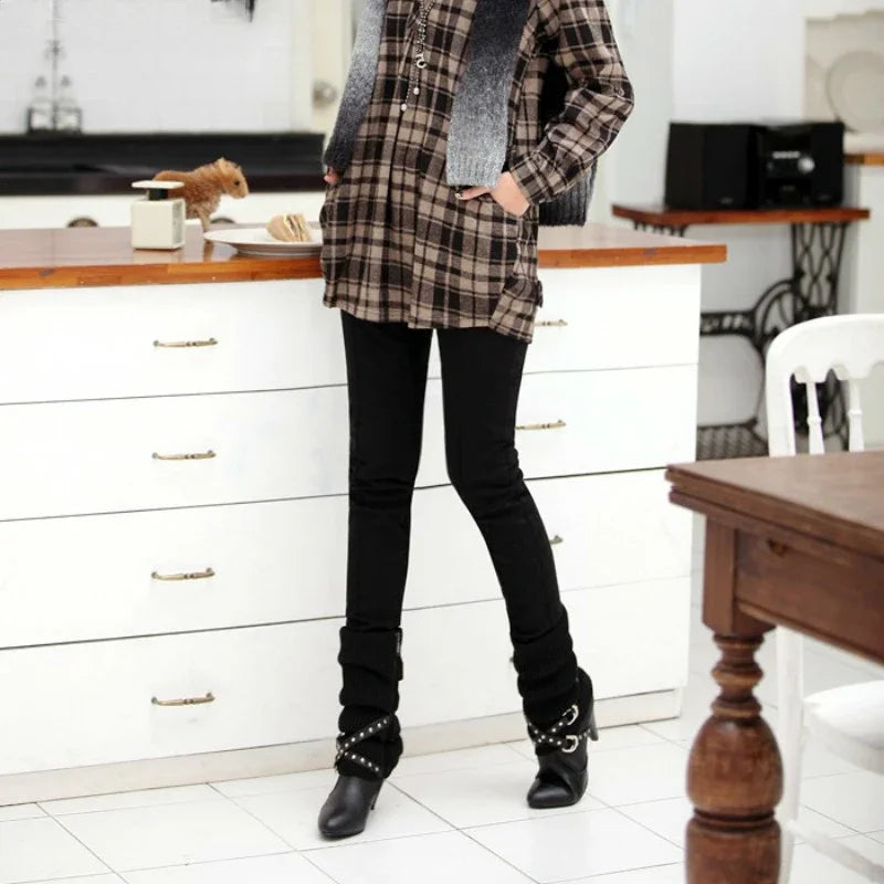 clothes S-4XL Women Pencil Pants High Waist Skinny Thick Velvet Warm