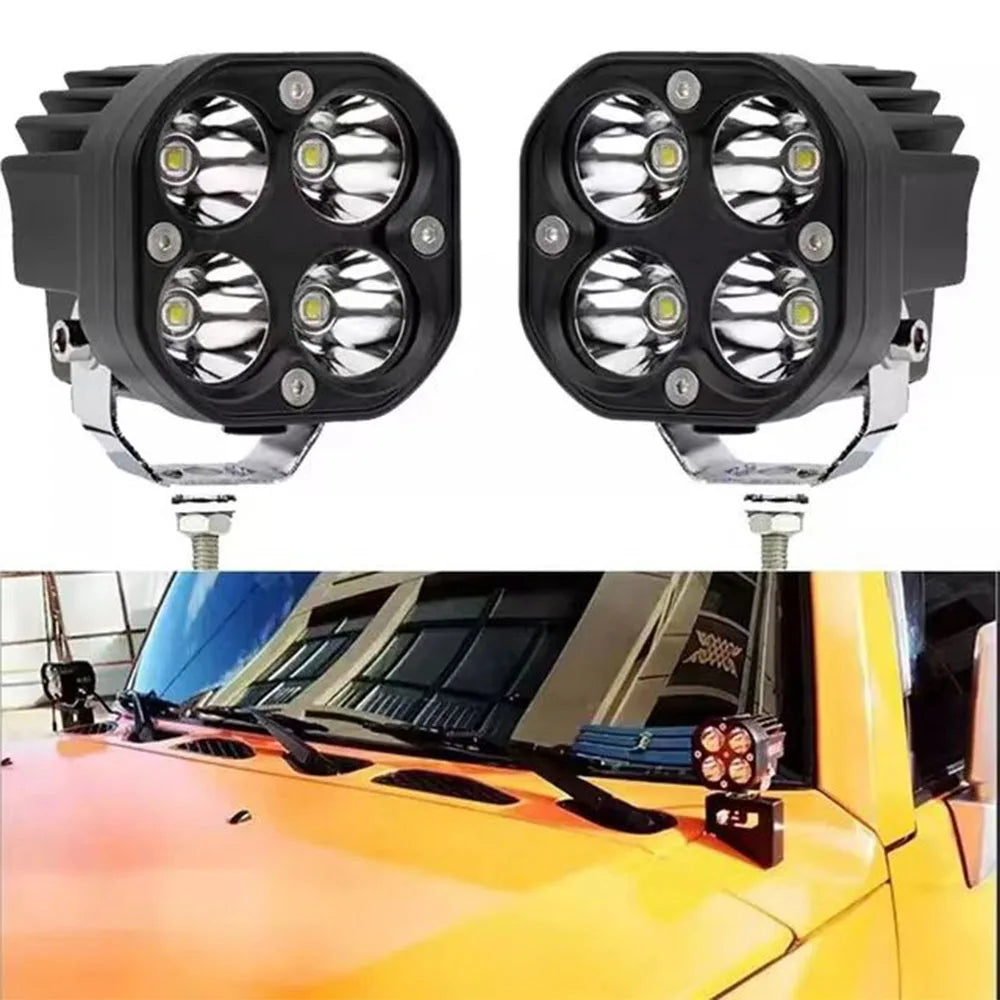 3 inch Mini LED Work Light Square Car Yellow White Motorcycle