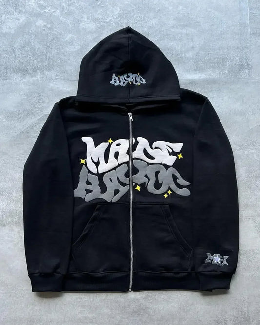 Woman Hoodie Y2K Cyber Grunge Emo Zip Up Sweatshirts Vintage Graphics Print Kpop Aesthetic Gothic Clothes Clothes for Women