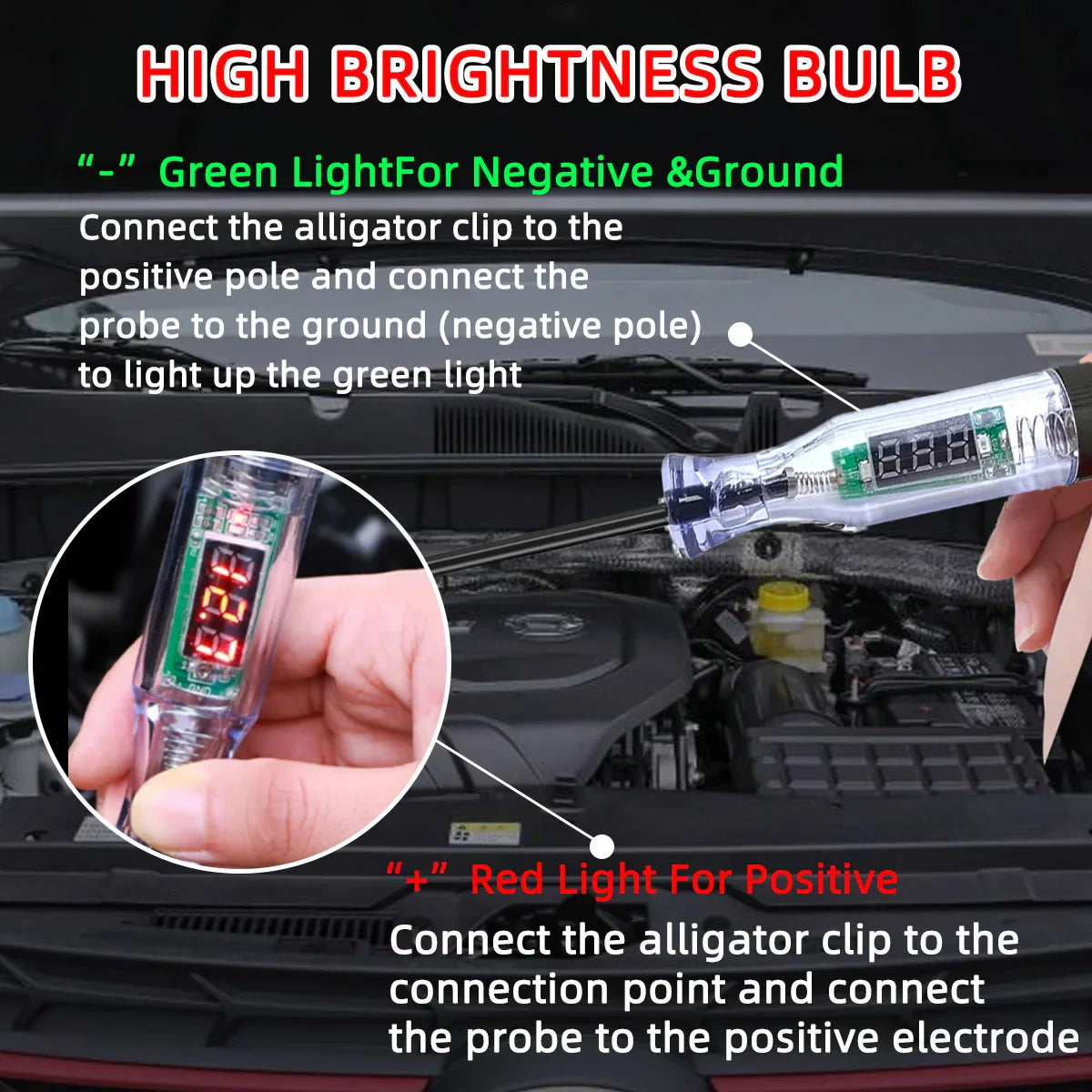 6V/12V/24V Automotive Circuit Test Pen LED Digital Voltage Display