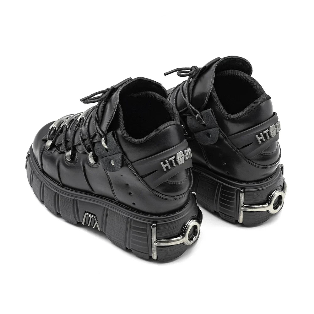 New 2024 Brand Punk Style Women Shoes Lace-up heel height 6CM Platform
