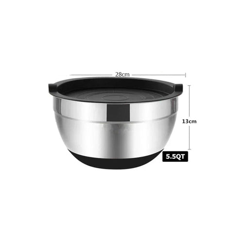 6-piece Set Mixing Bowls with Lids and Non Slip Bases Stainless Steel