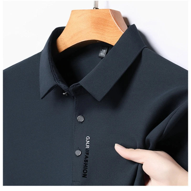 2025 Men's Short Sleeve Solid Color Polo Shirt Breathable Comfortable
