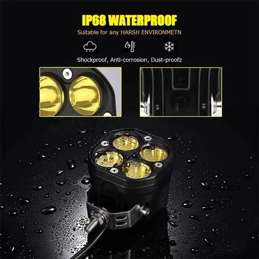 3 inch Mini LED Work Light Square Car Yellow White Motorcycle