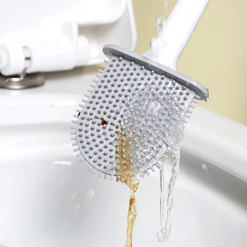 MINI Silicone Toilet Brush Water Leak Proof with Base Wc Flexible Soft