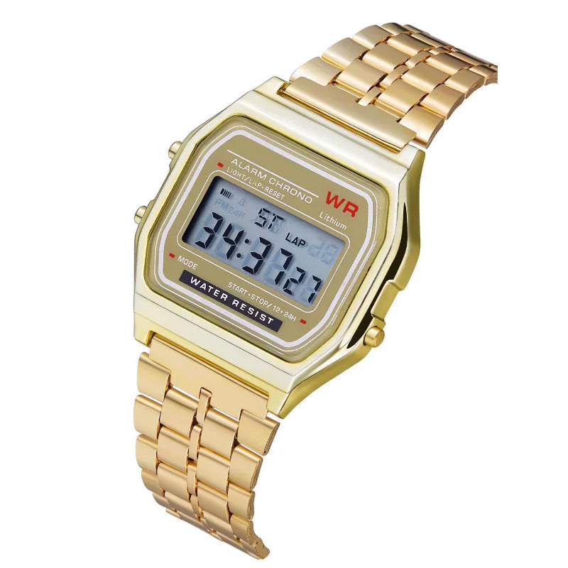 F91W Steel Strap Watches Women Watch Men Business Clock Multifunction