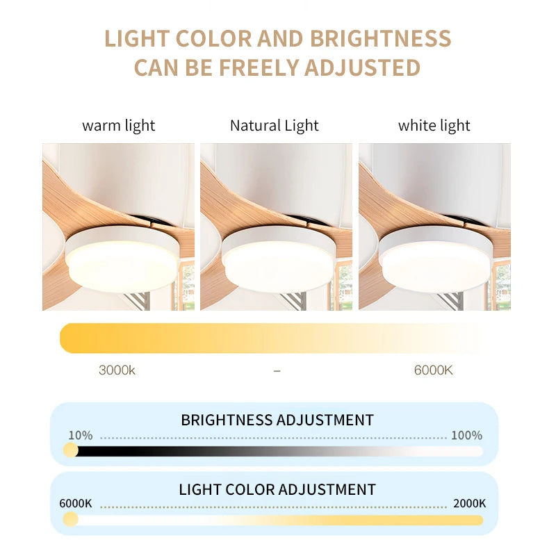 Led 6-Speed High Wind Ceiling Fan Ceiling Fan Light Strip Modern
