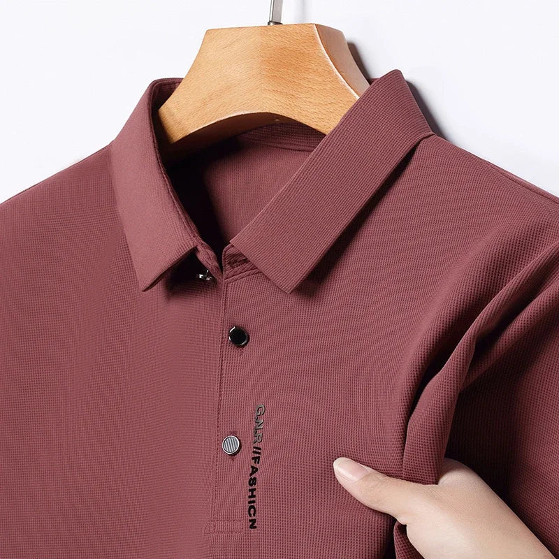 New Men's Short Sleeved Solid Color POLO Shirt Breathable and