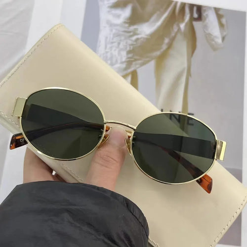 New Oval Frame Sun Protection Sunglasses Retro Travel Wear Simple UV