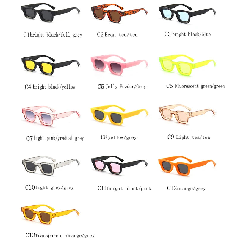 Small Sunglasses Rectangle Thick Frame Square Sun Glasses Men's Black