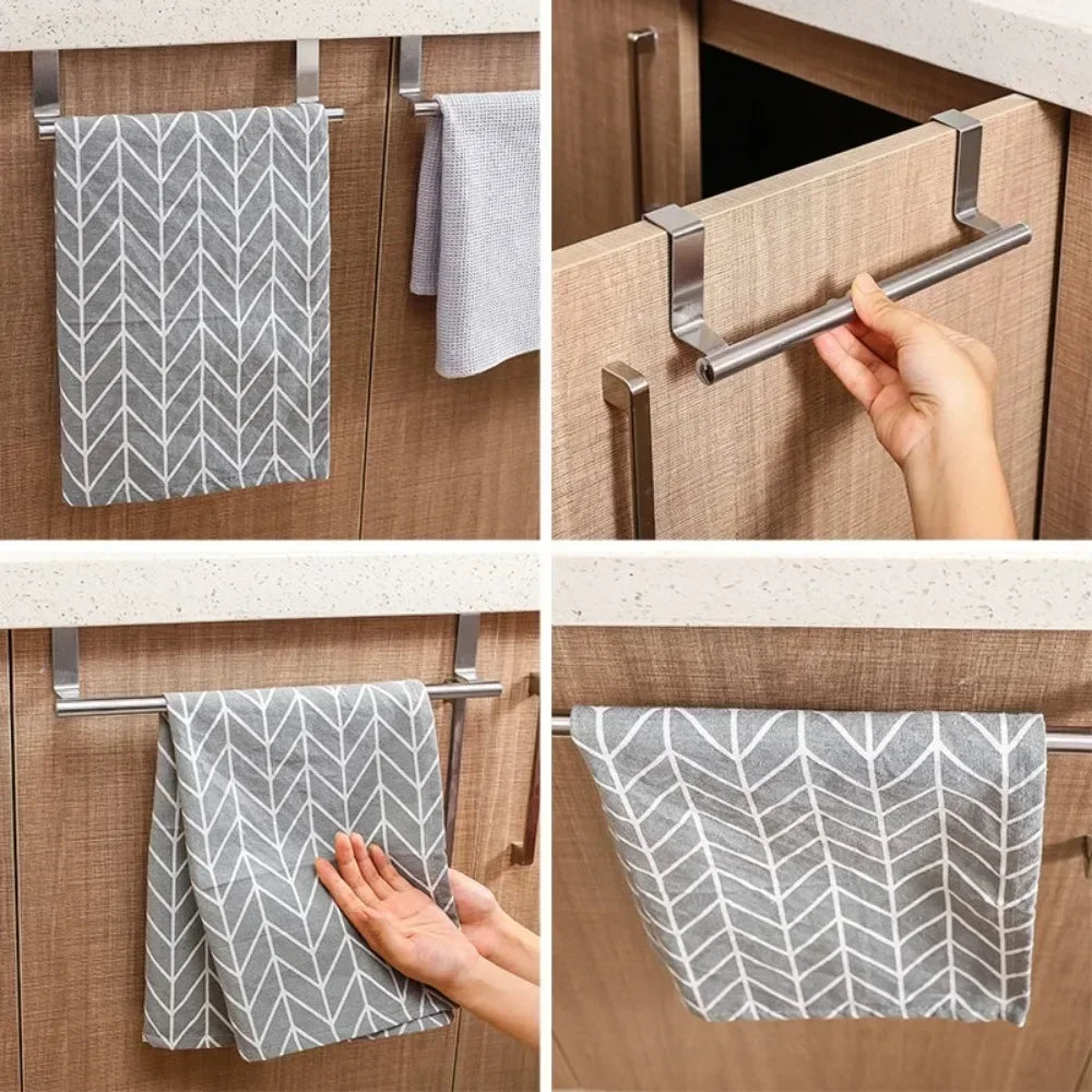1PC Stainless Towel Rack Over Door Towel Bar Hanging Holder Bathroom