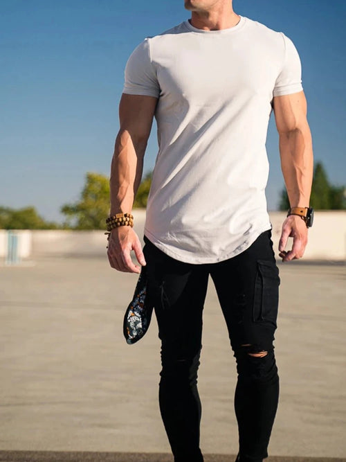 Muscle Fitness T-shirt Summer Men's Athleisure Workout short sleeve