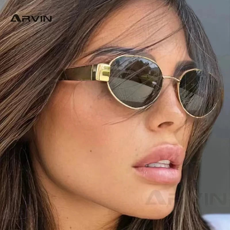 Fashion Oval Sunglasses Women Retro Trend Outdoor Metal Sun Glasses