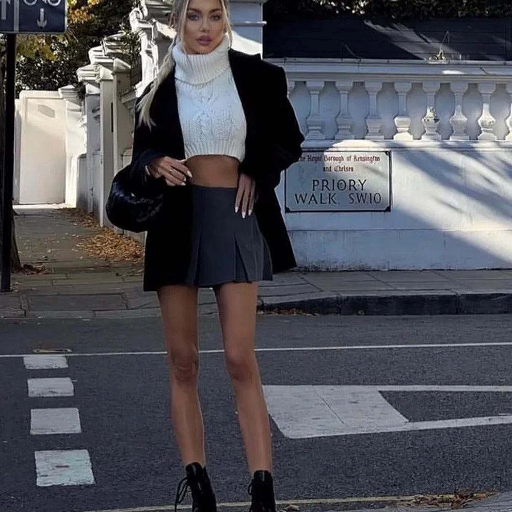 MUJER 2025 Pleated Skirt Shorts for Women High Waist Mini Shorts Women
