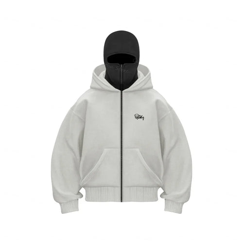 Men's Balaclava Zip Hoodie Winter Warm Casual Sweatshirt with Hooded