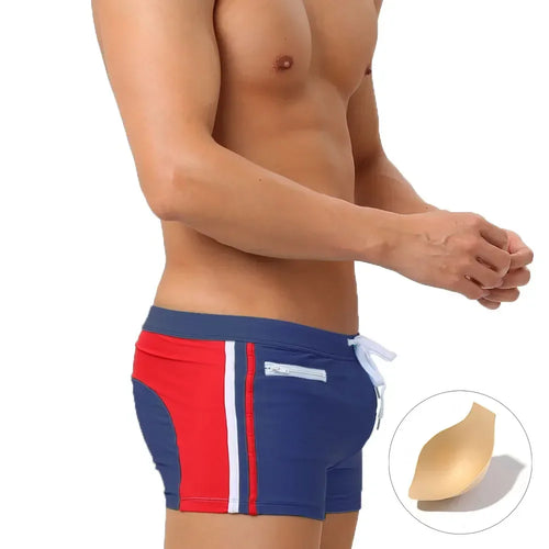 Sexy Swimsuit Beach Quick Drying Trunks Men Swimwear with Zipper