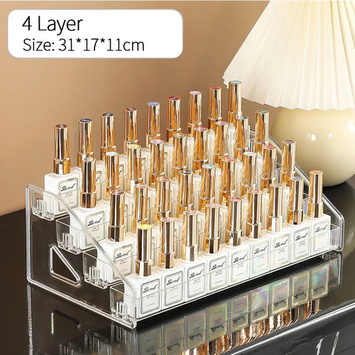 Clear Acrylic Nail Polish Display Stand Multi-layer Plastic Storage