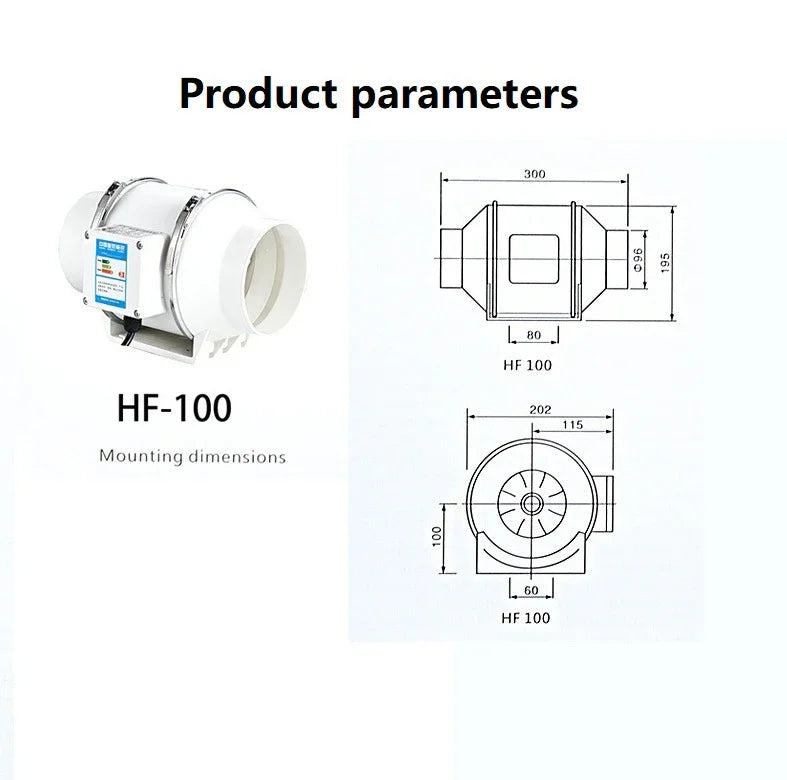 Exhaust Fan Home Silent Inline Pipe Duct Fan Bathroom Extractor