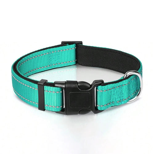 Reflective Dog Collar Soft Padded Breathable Safety Stripes Adjustable