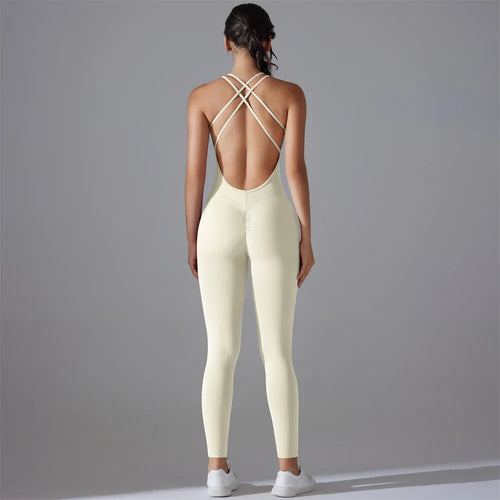 Plus Size S-XL Back V Bodysuits Sports Women Gym Rompers Yoga Set