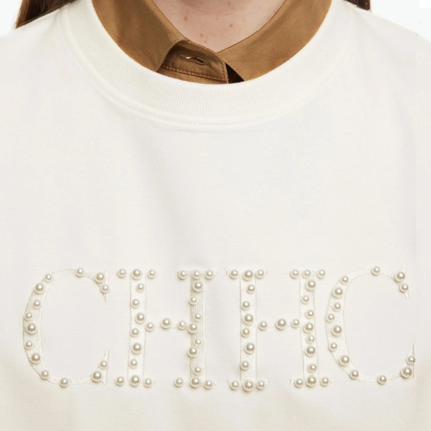 CHCH Women's Hoodie 2024 New Simple Pearl Embroidered Top Women's