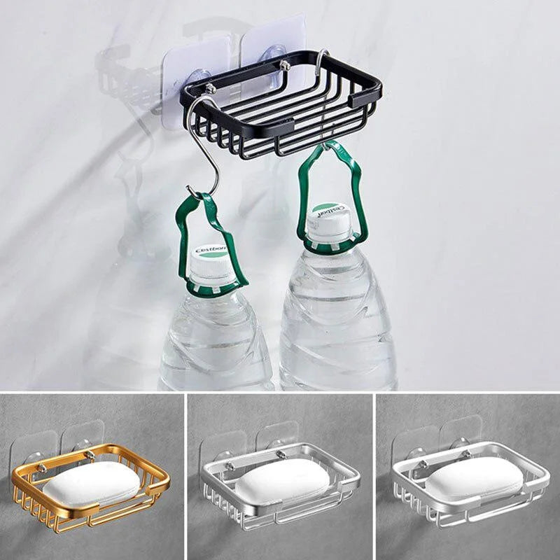 1PC Free Drill Soap Dish Holder Wall Mounted Storage Rack Holder