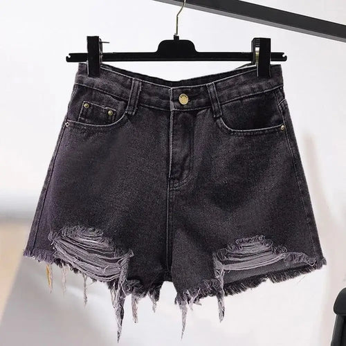 Summer Women's Cowboy Shorts Korean High Waist Casual Denim Shorts