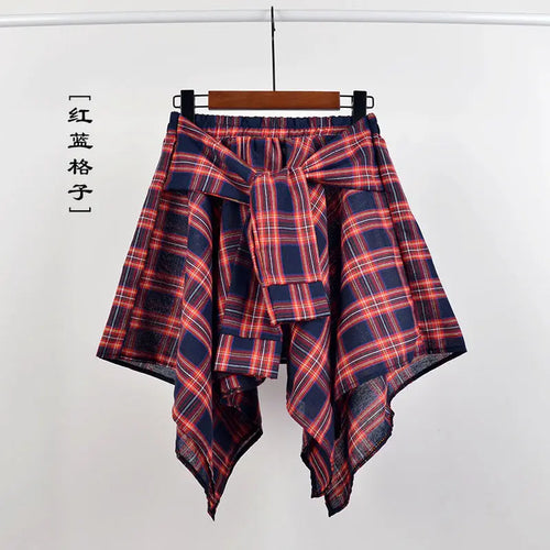 Summer Casual Retro Irregular Women Skirt Bow-knot Elastic Waist Shirt