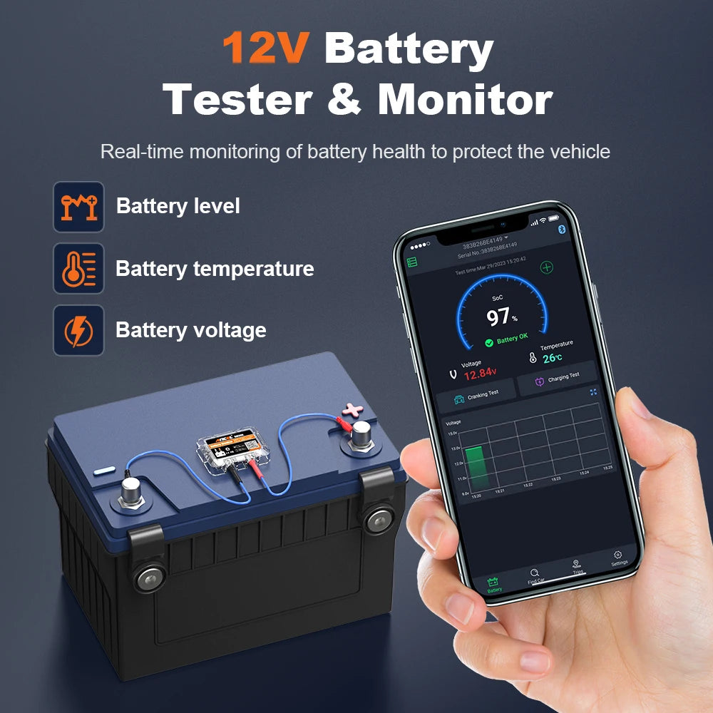 ANCEL BM200 12V Battery Monitor Wireless Bluetooth Car Battery Health
