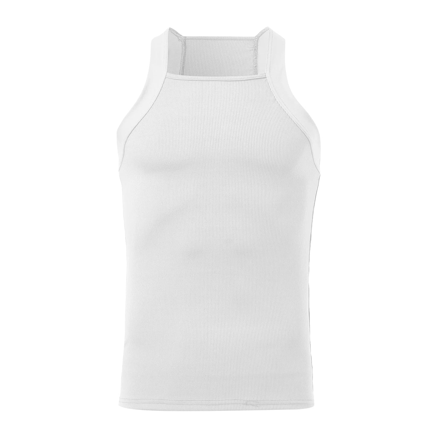 2023 Men Fashion Tank Tops Solid Color O-neck Sleeveless Skinny Gym