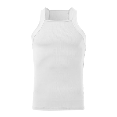 2023 Men Fashion Tank Tops Solid Color O-neck Sleeveless Skinny Gym
