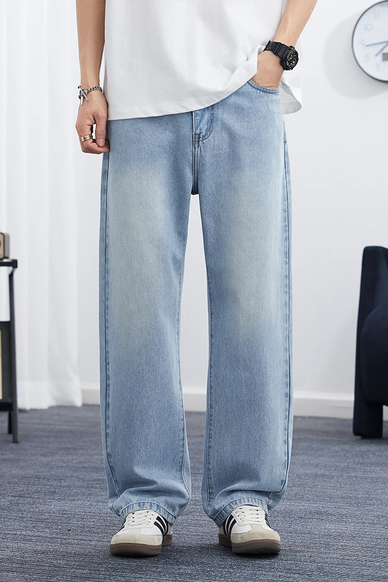 2025 Spring/Summer Korean Style Straight Leg Lyocell Jeans Men's