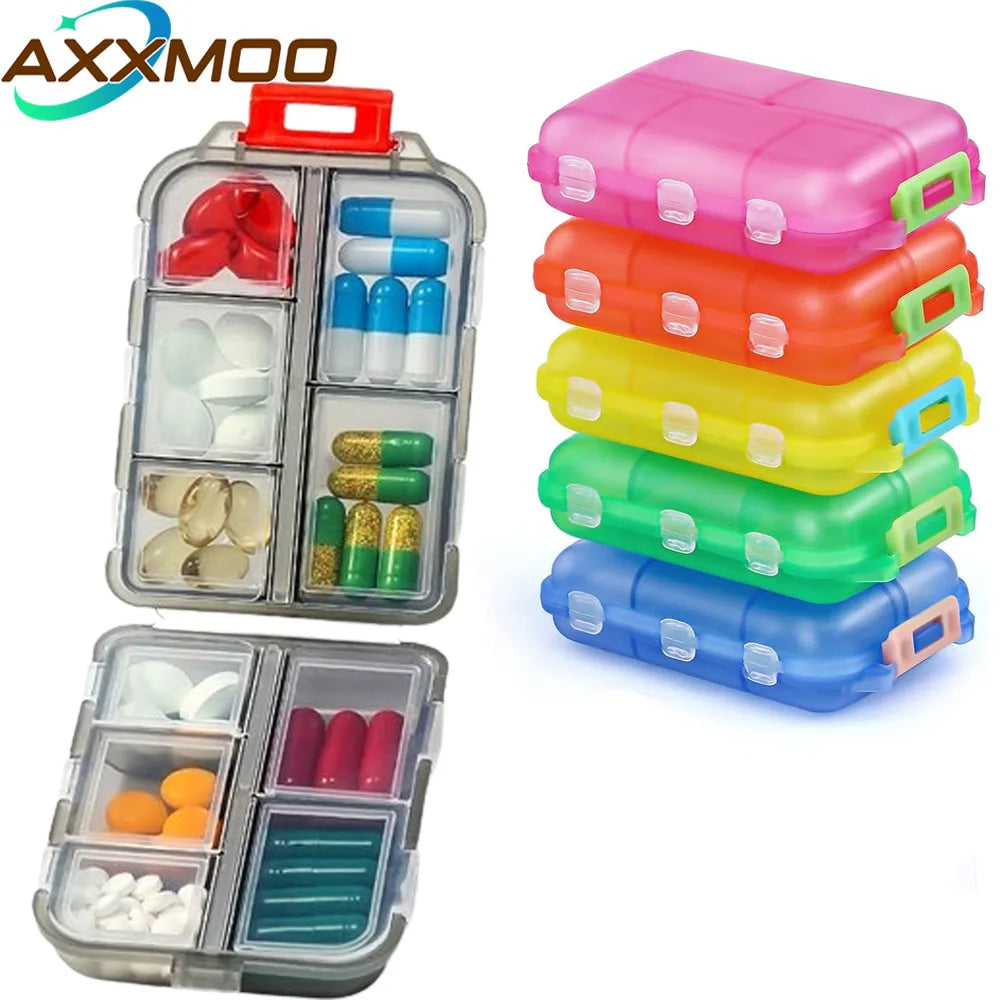 1Pcs Travel Pill Organizer, 10 Grid Compartments Pocket Pharmacy,