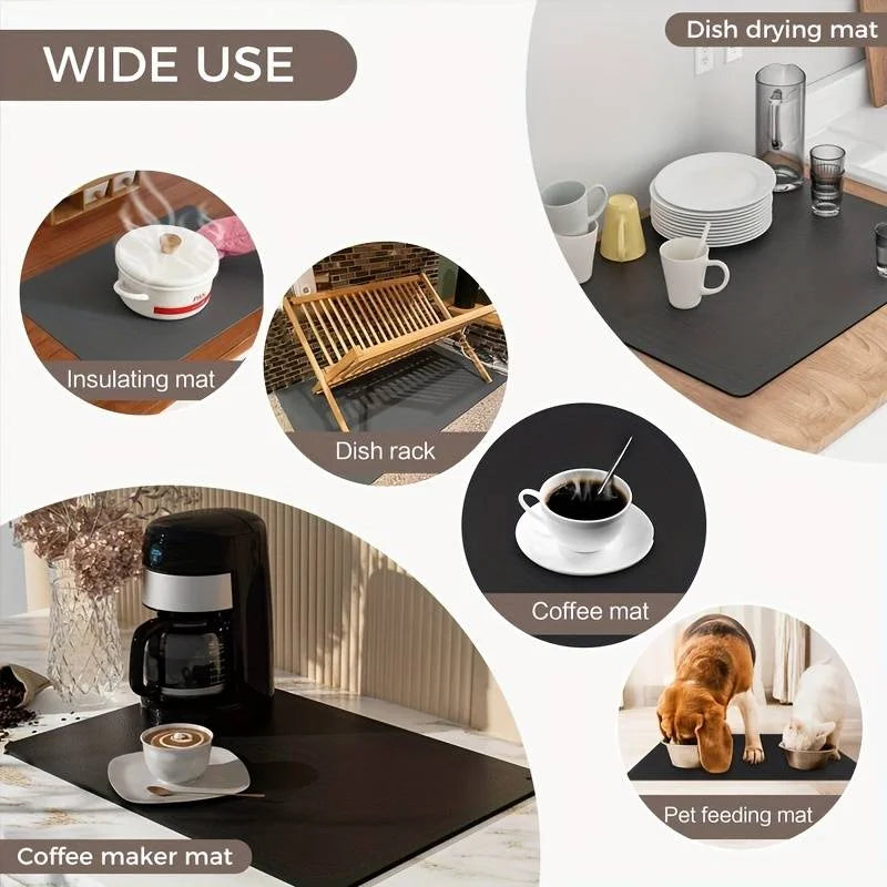 1pc Coffee Mat Coffee Bar Accessories Absorbent Dish Drying Mat For