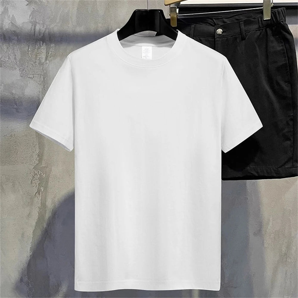 Men T Shirt Summer Cotton Tops Women Solid Color Blank Tshirts O-neck