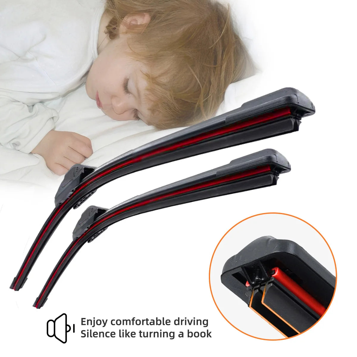 General J/U hook dual rubber strip wiper blade boneless car windshield