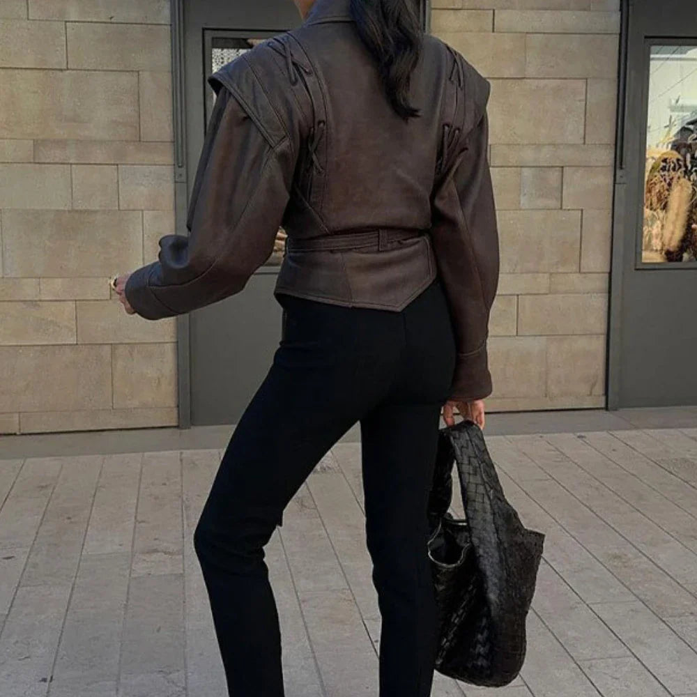 Suninheart Autumn and Winter Faux Leather Jackets for Women 2024 Chic