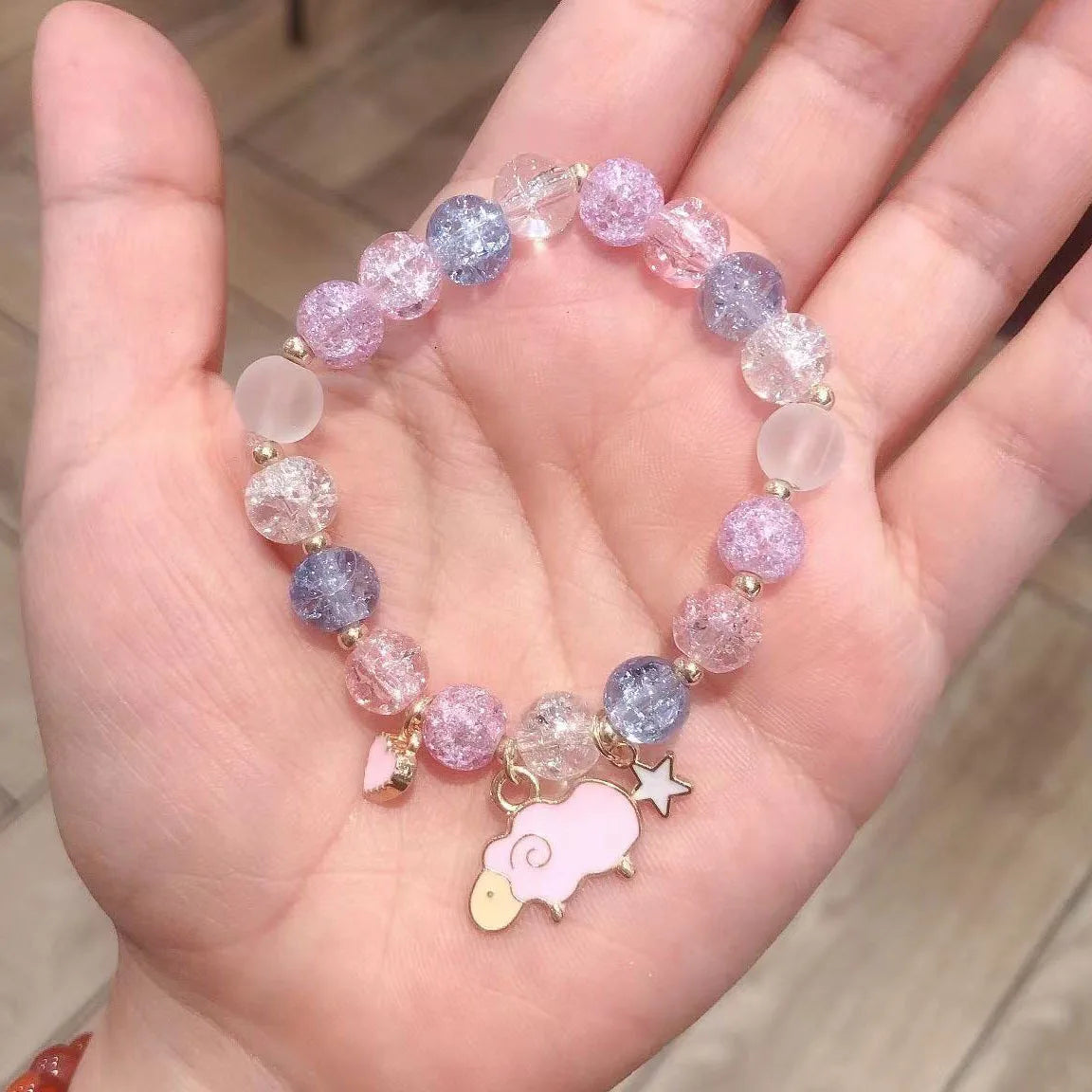 Makersland Sweet Bead Bracelet For Children Women Cute Flower Pendant