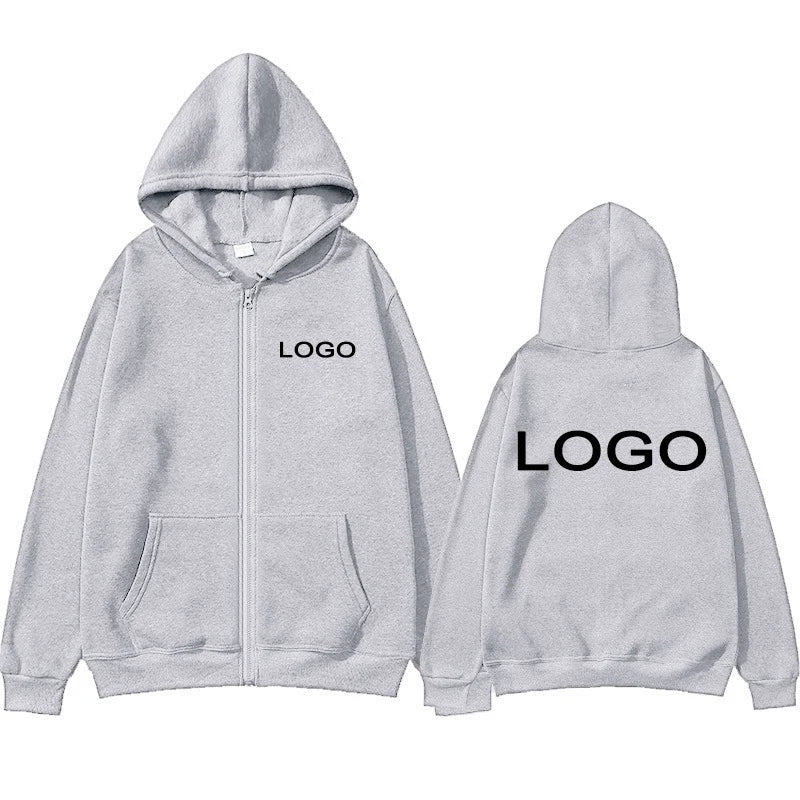 Customized Printed Men Women Zipper Up Hoodie Loose Casual Clothing