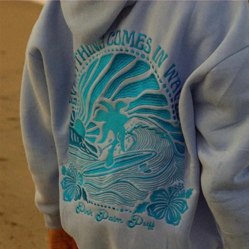 Women Fashion PINK PALM PUFF Embroidery Hoodies Autumn Winter Plus