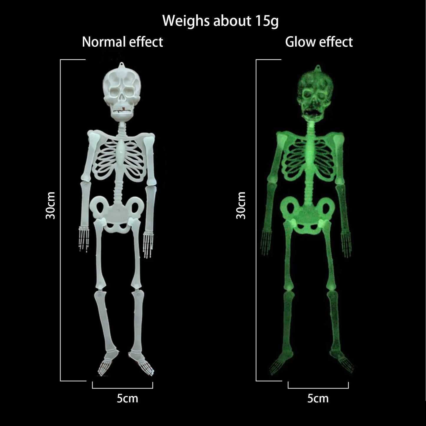 90cm Halloween Skeleton Decoration Human Shape Luminous Full Body Poseable Movable Skeleton Outdoor Haunted House Party DIY Prop