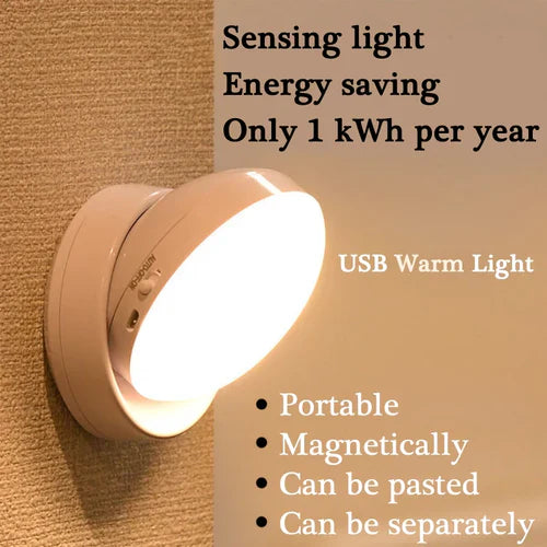 Led Night Light USB Charging Motion Sensor Round Energy-saving Led