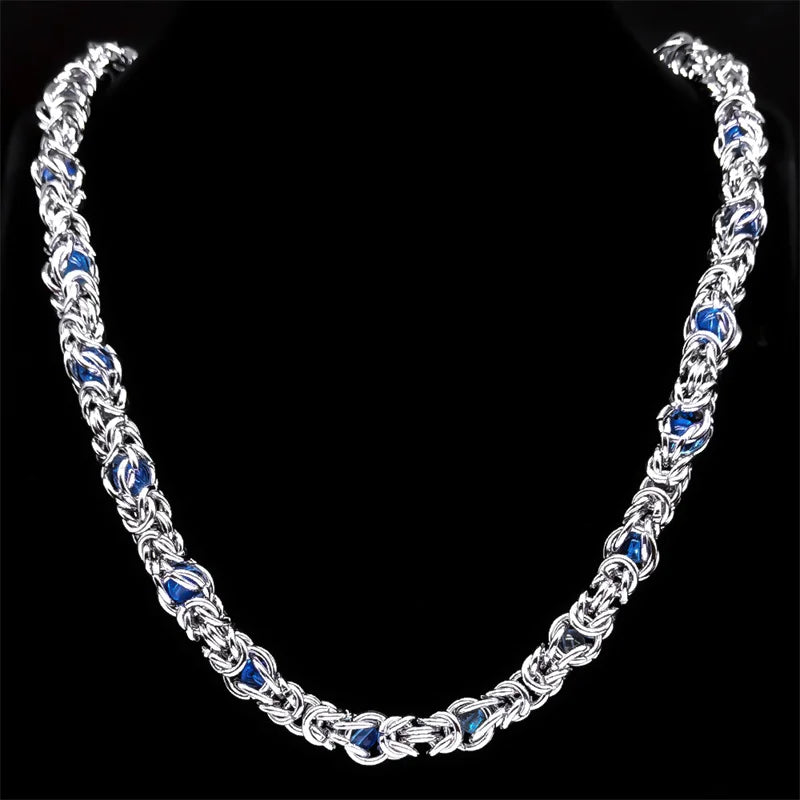 Trendy Byzantine Link Chain for Men Boys Stainless Steel Silver Color Think Necklace Biker Male Party Gift Jewelry collar hombre