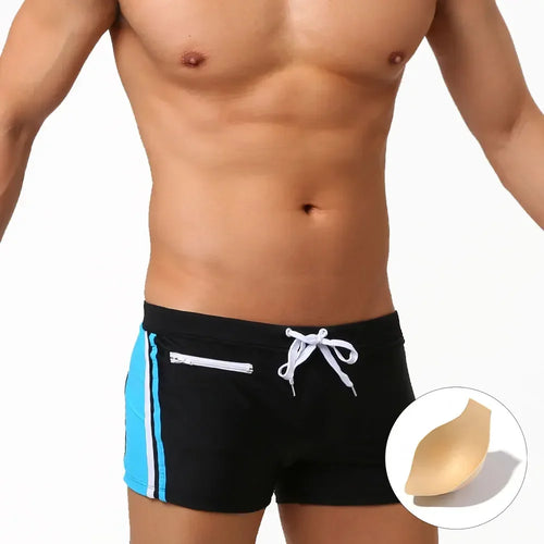 Sexy Swimsuit Beach Quick Drying Trunks Men Swimwear with Zipper