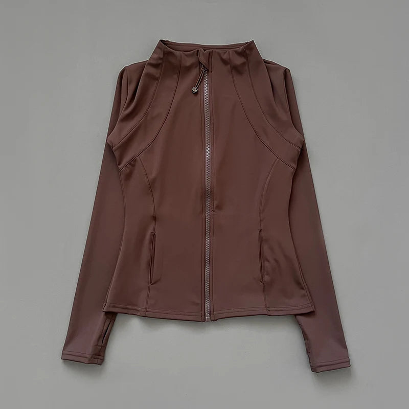 athletic slim fit quick drying zipper running jacket women dryfit