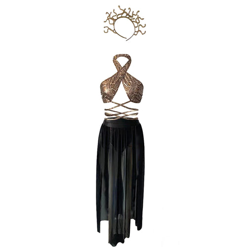 Greek Goddess Cosplay Costume for Women Halter Neck Tank Tops Slit