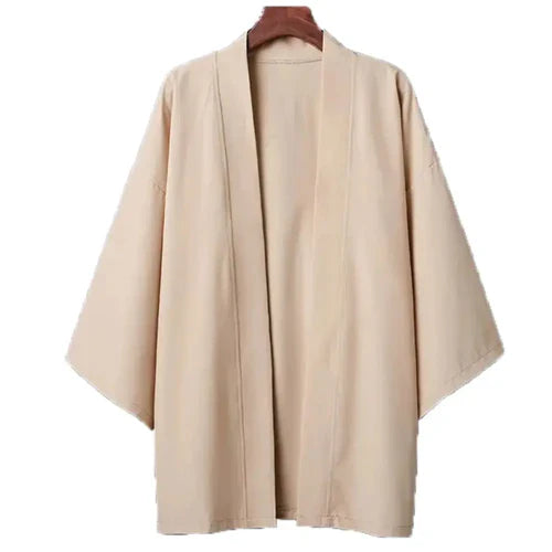 Kimono Men Cloak Kimono Para Hombre Black Coat White Cloak Beach Shirt