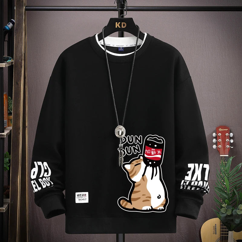 Cartoon Cute Cat Funny Print Graphic T-shirt Women Oversized Loose